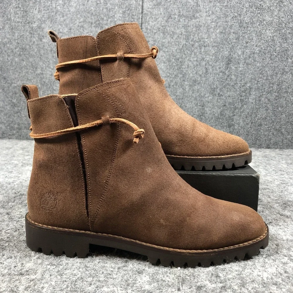 Timberland Ankle Boots Womens 8 M Brown Suede Lug Sole‎ Italy